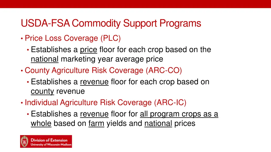 usda fsa commodity support programs