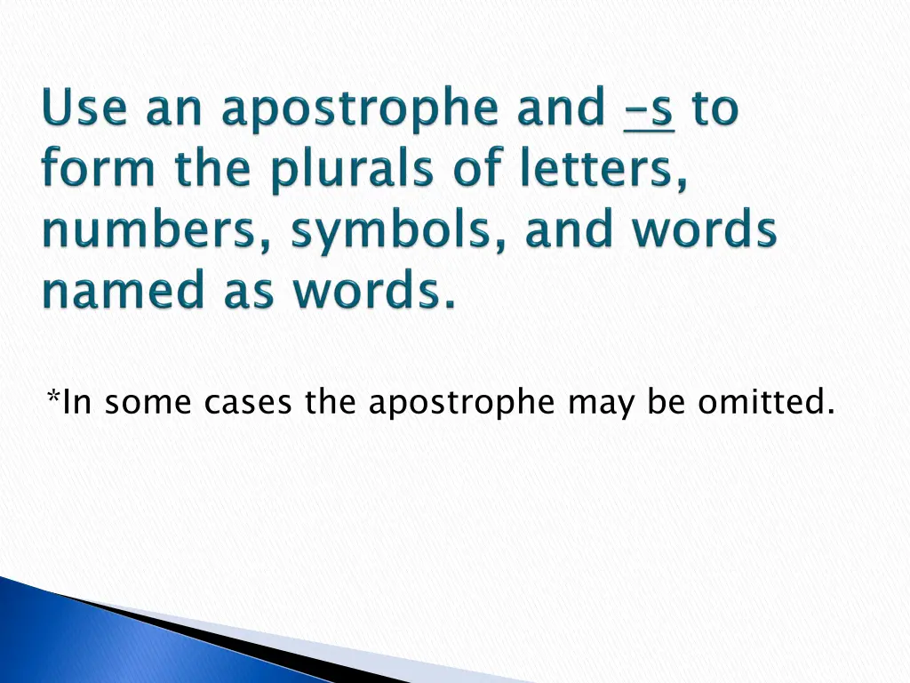 in some cases the apostrophe may be omitted
