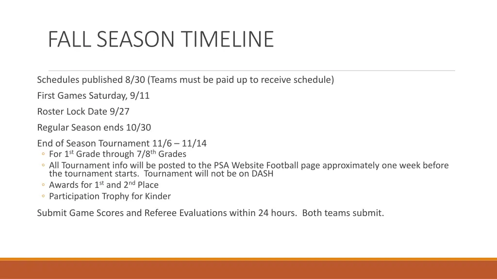 fall season timeline