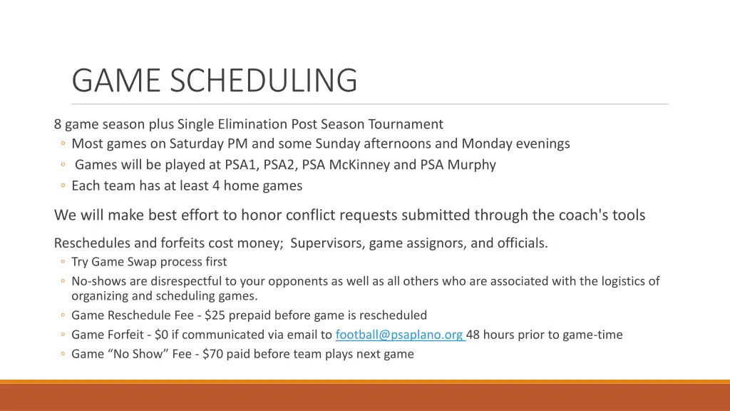 game scheduling