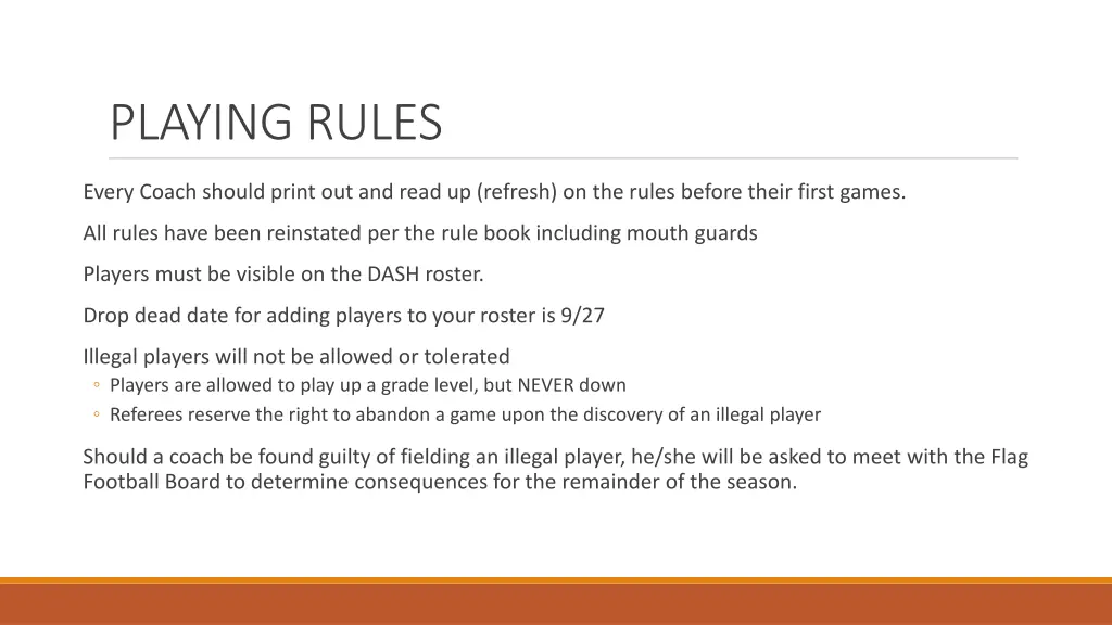 playing rules