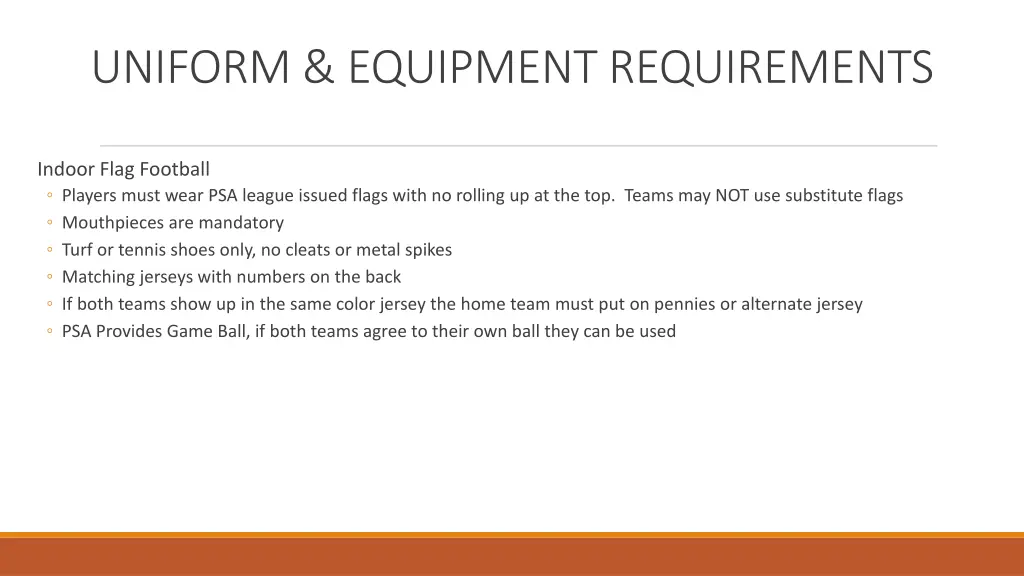 uniform equipment requirements