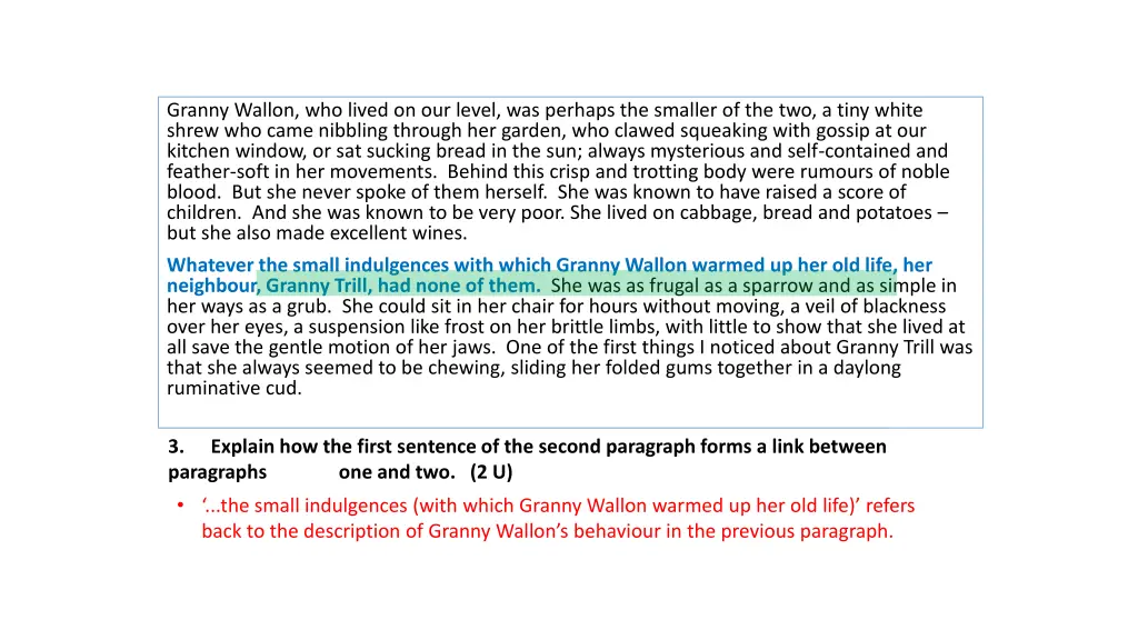 granny wallon who lived on our level was perhaps
