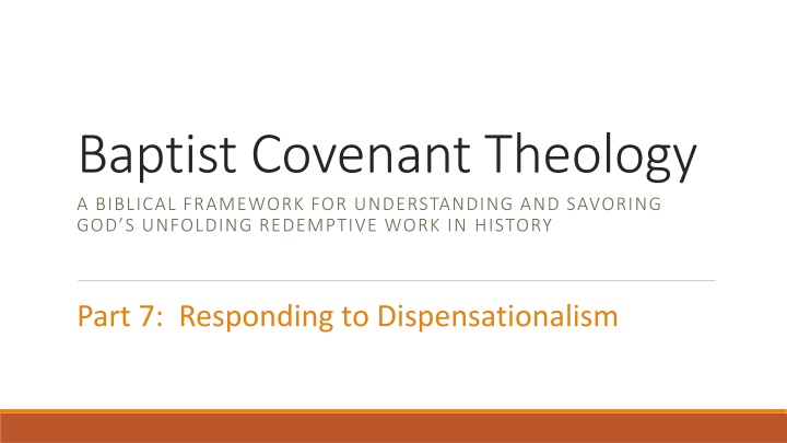 baptist covenant theology a biblical framework