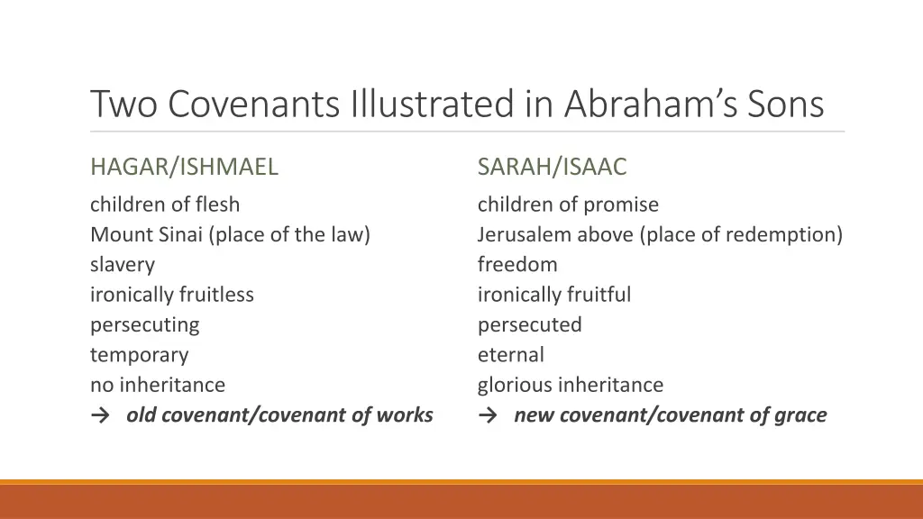 two covenants illustrated in abraham s sons