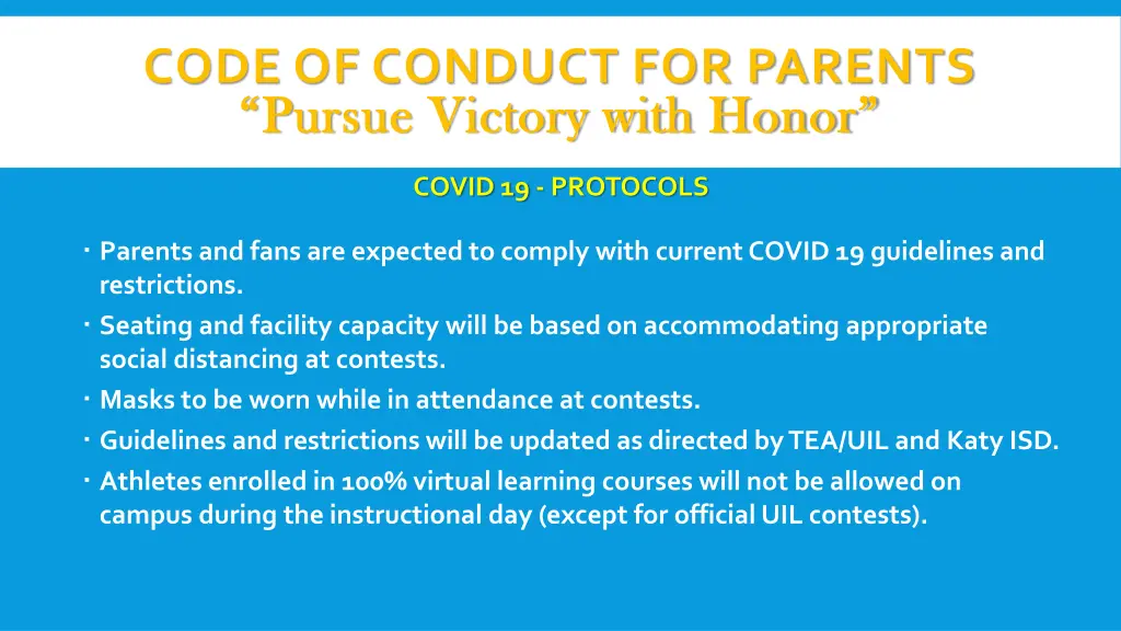 code of conduct for parents p pursue victory with 2