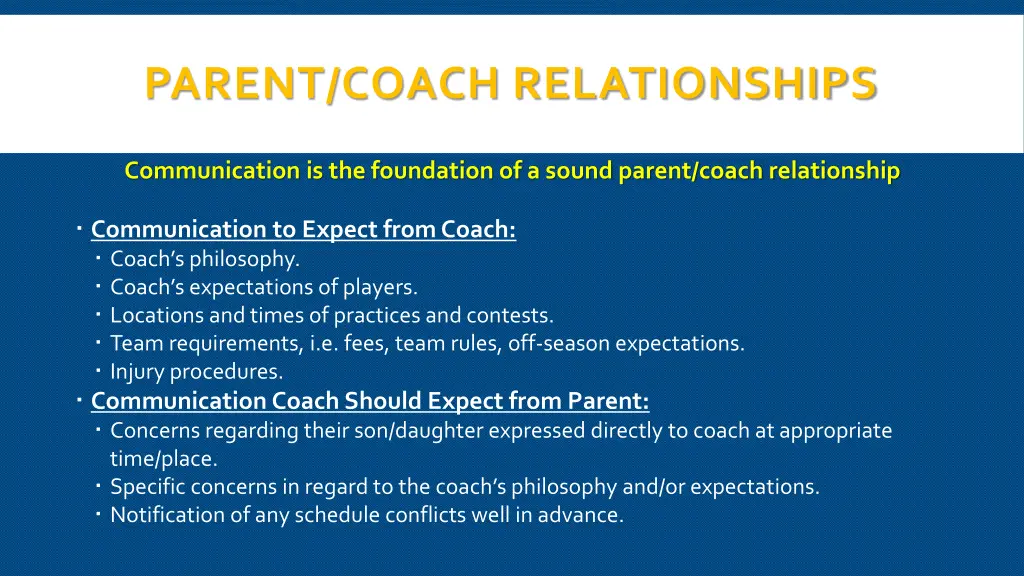 parent coach relationships
