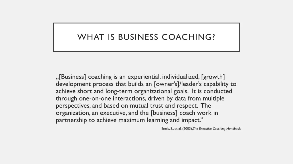what is business coaching