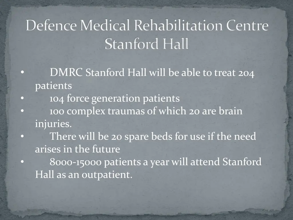 defence medical rehabilitation centre stanford
