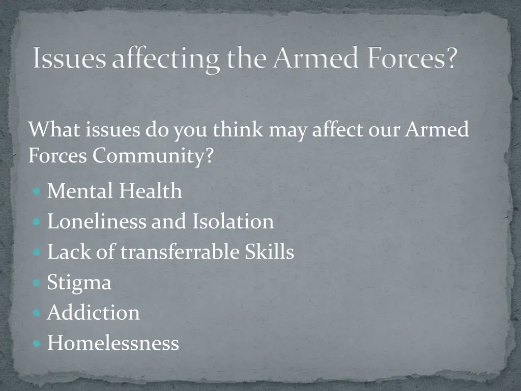 issues affecting the armed forces