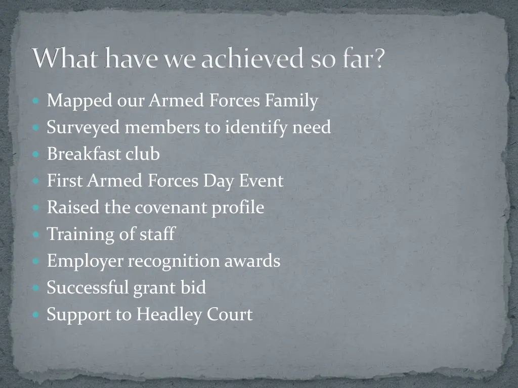 what have we achieved so far