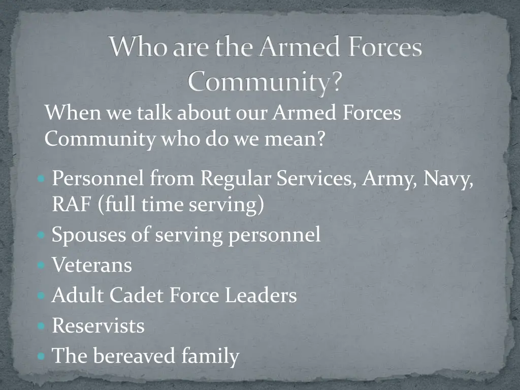 who are the armed forces community when we talk