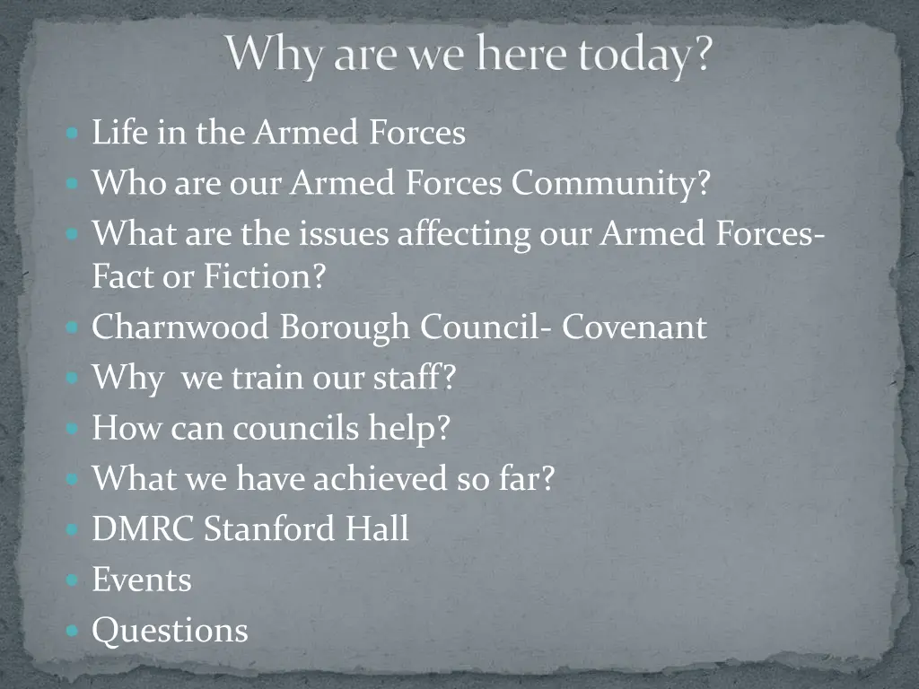 why are we here today