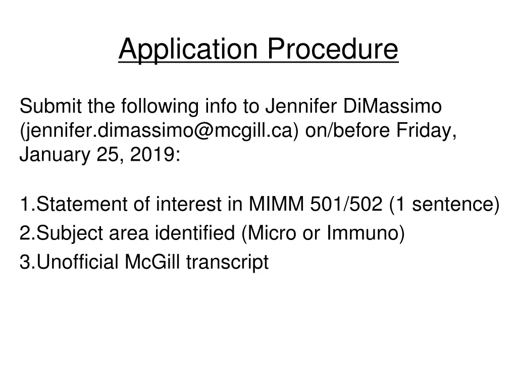 application procedure