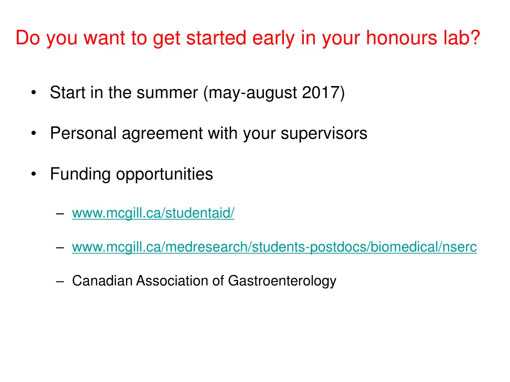 do you want to get started early in your honours