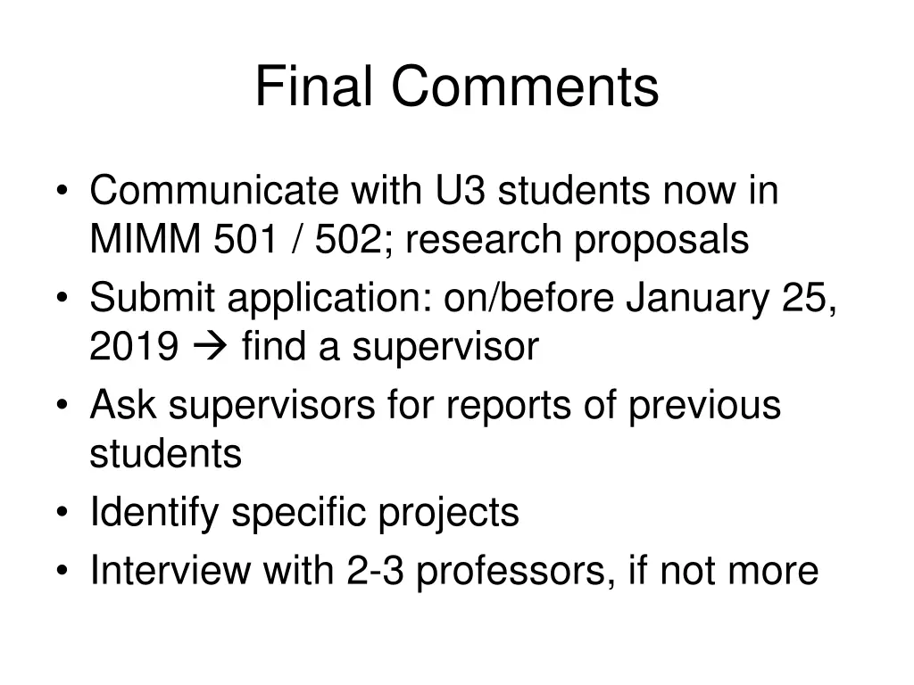 final comments