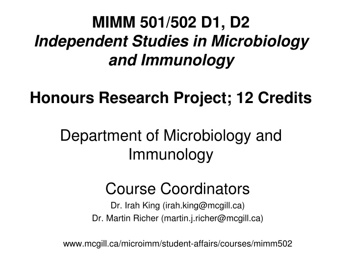 mimm 501 502 d1 d2 independent studies
