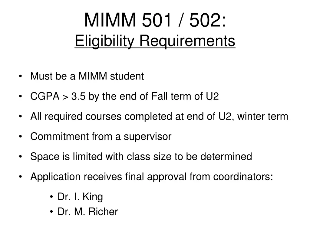 mimm 501 502 eligibility requirements