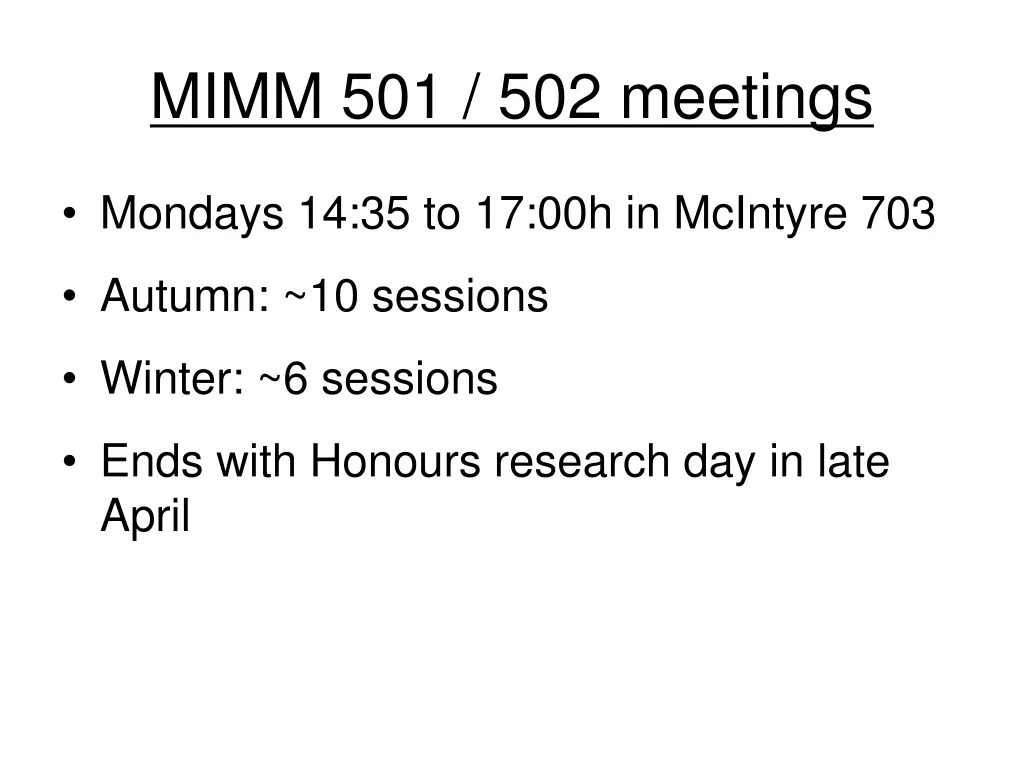 mimm 501 502 meetings