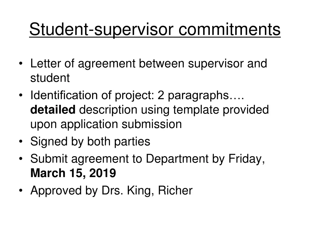 student supervisor commitments
