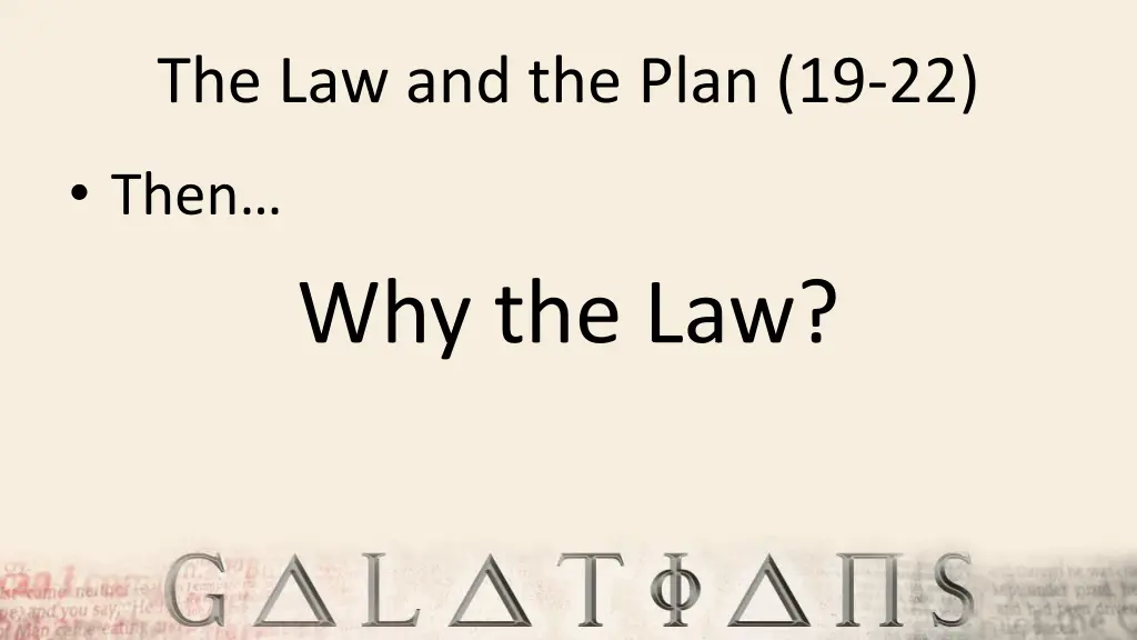 the law and the plan 19 22 1