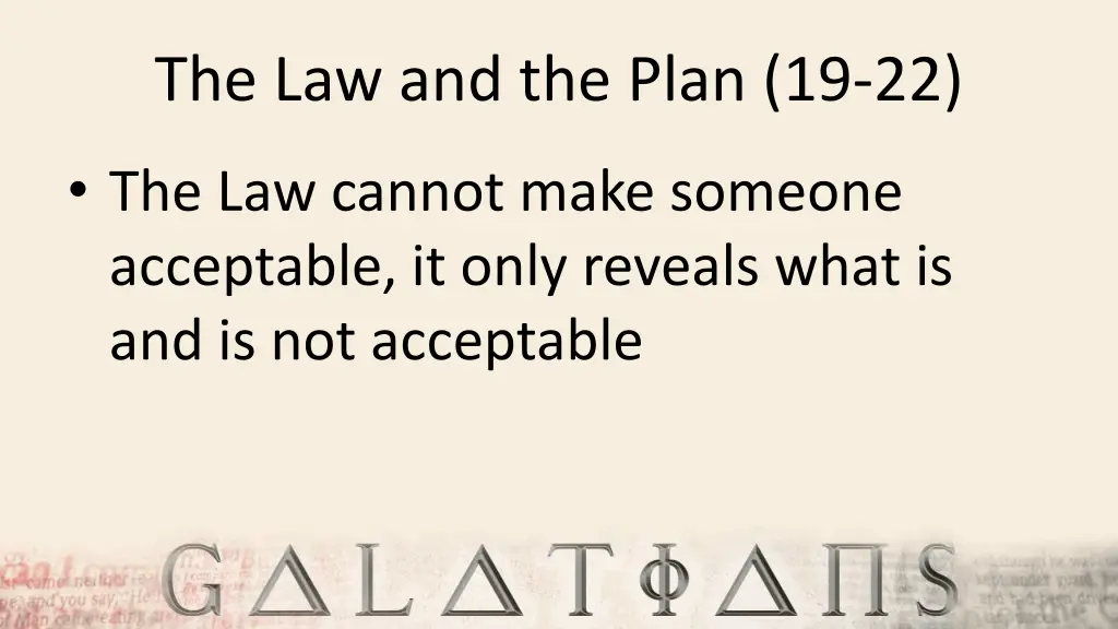 the law and the plan 19 22 4