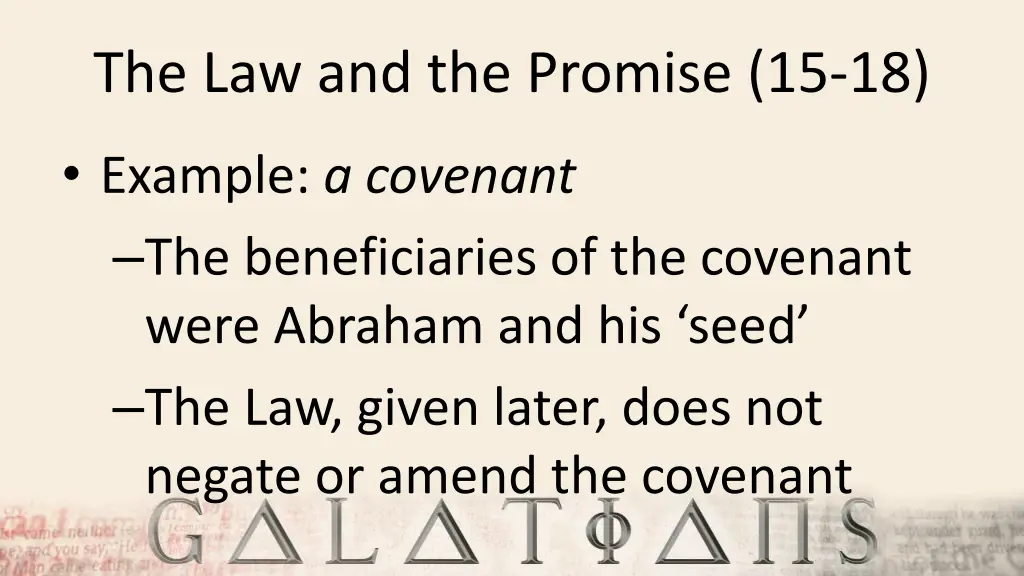 the law and the promise 15 18 1