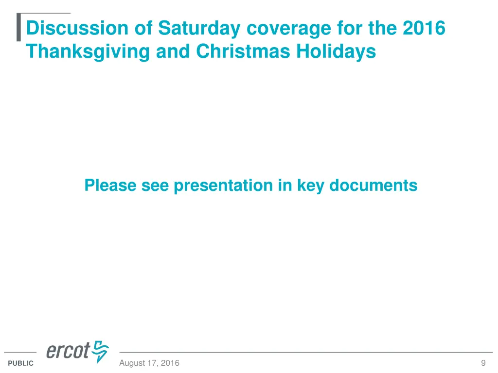 discussion of saturday coverage for the 2016