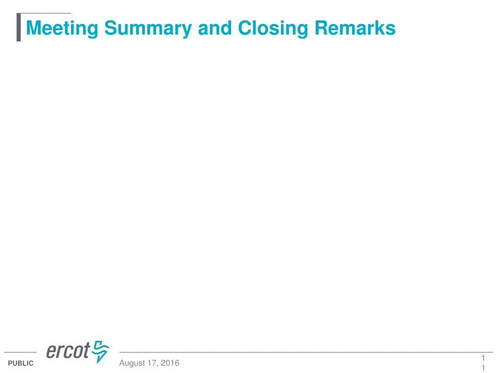 meeting summary and closing remarks