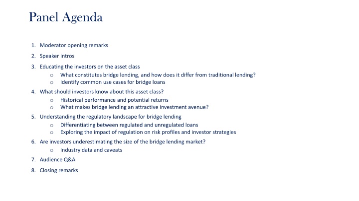 panel agenda