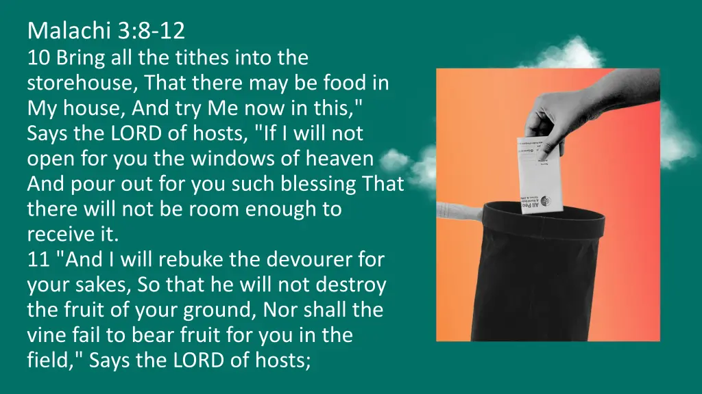 malachi 3 8 12 10 bring all the tithes into