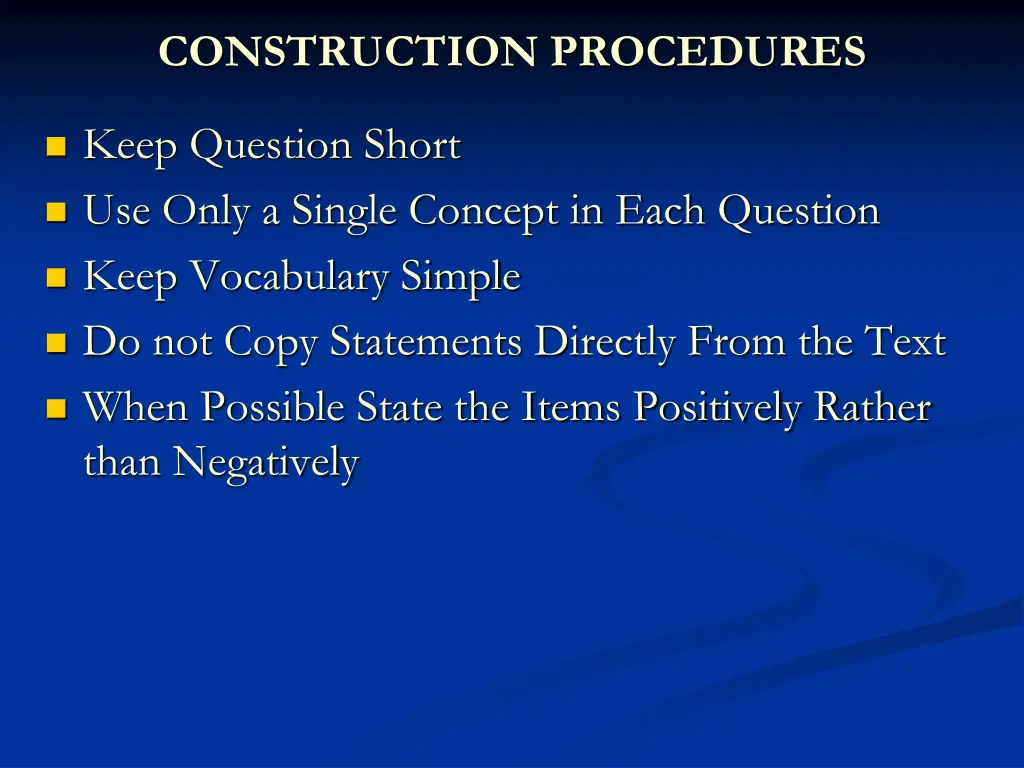 construction procedures