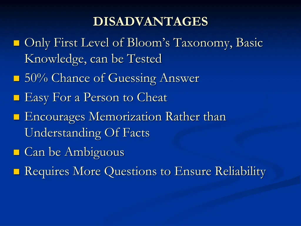 disadvantages