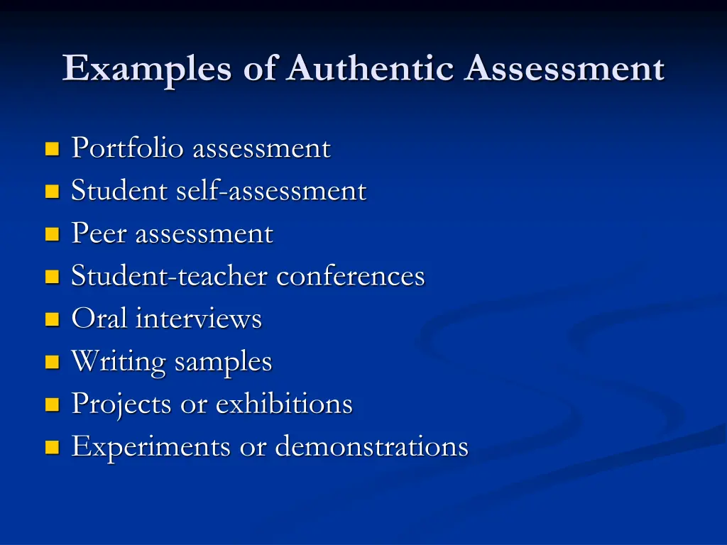 examples of authentic assessment