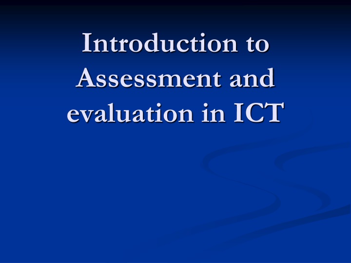 introduction to assessment and evaluation in ict