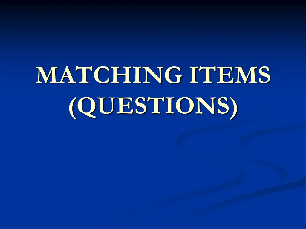matching items questions