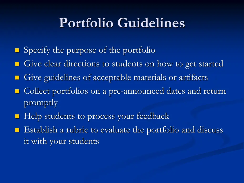 portfolio guidelines
