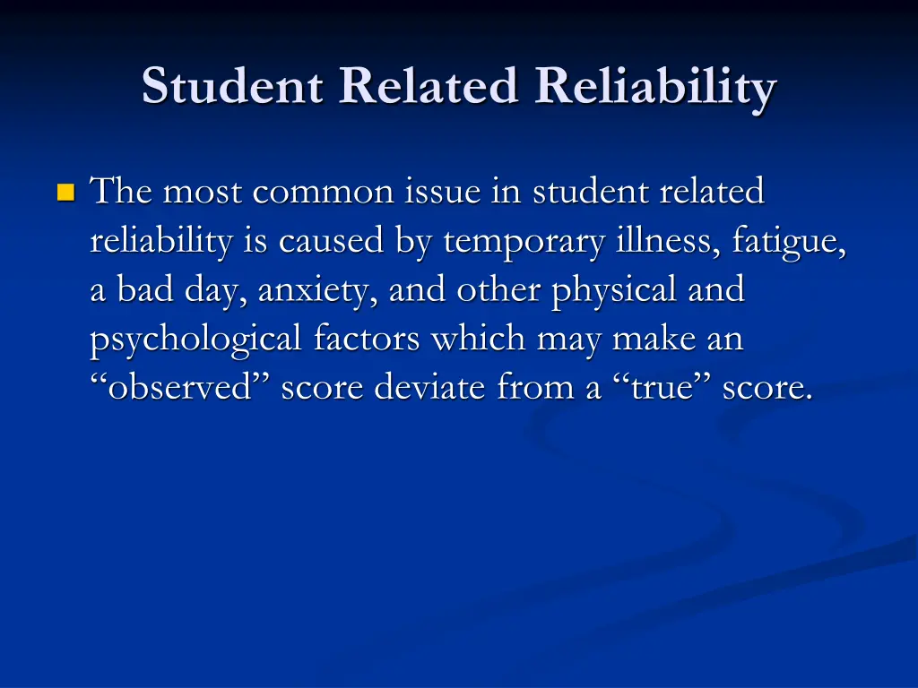 student related reliability