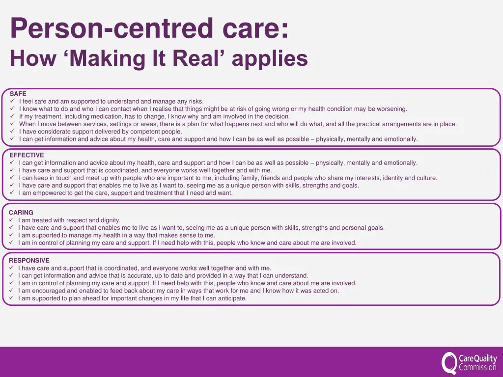 person centred care how making it real applies
