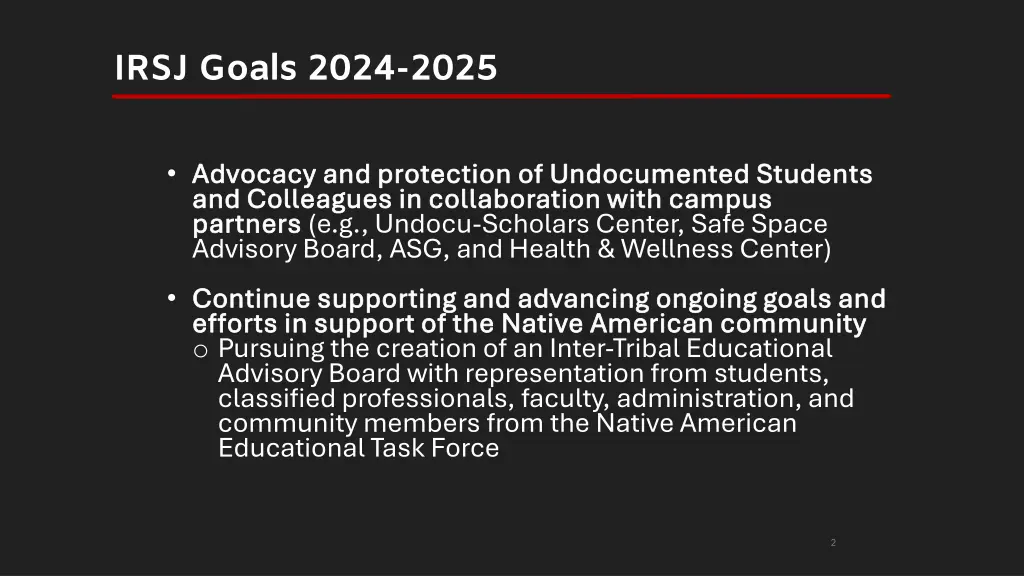irsj goals 2024 2025