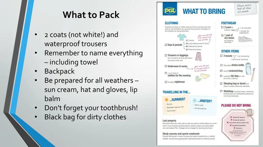 what to pack