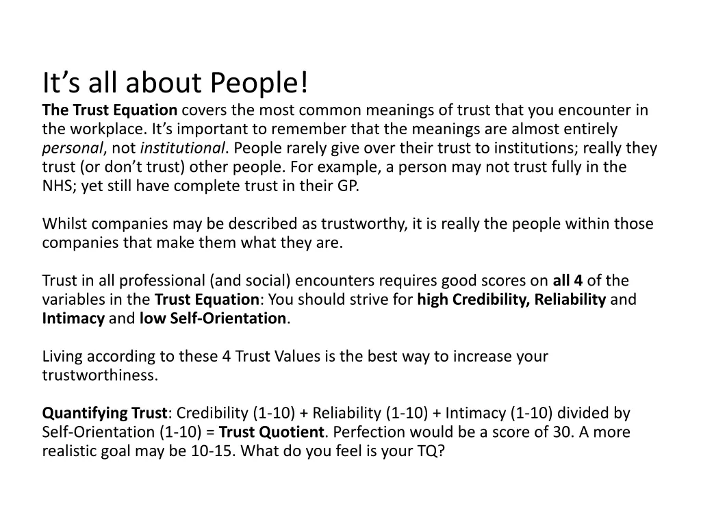 it s all about people the trust equation covers