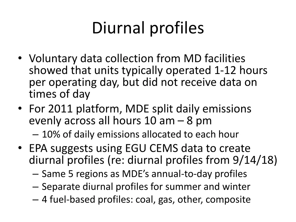 diurnal profiles