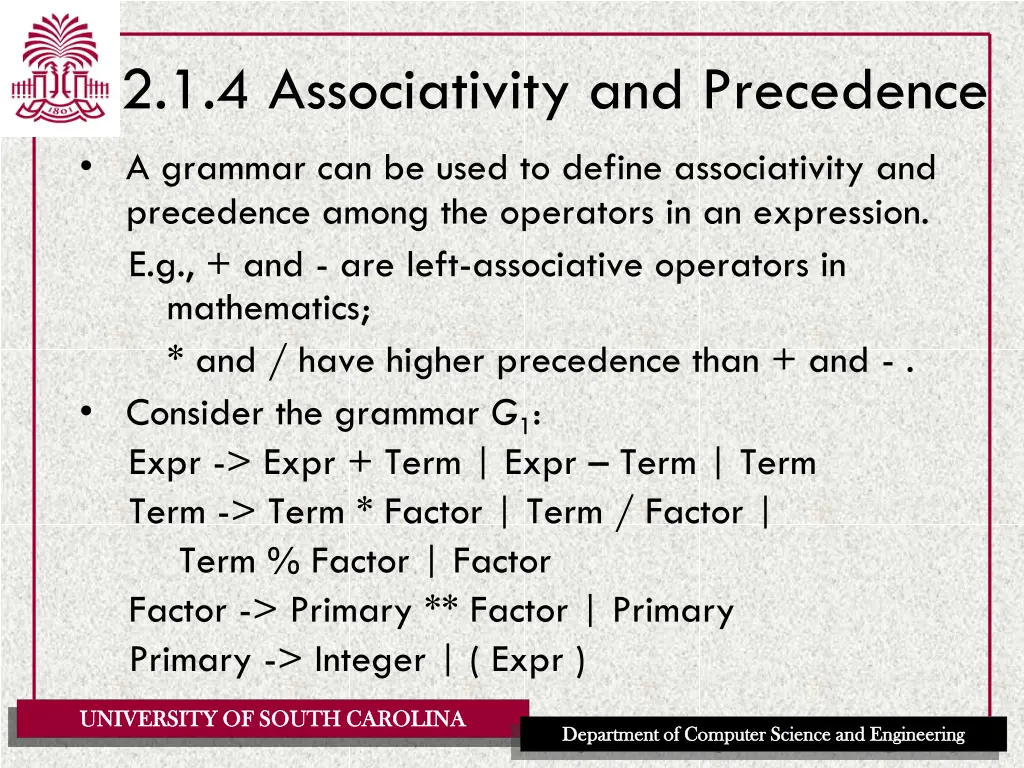2 1 4 associativity and precedence