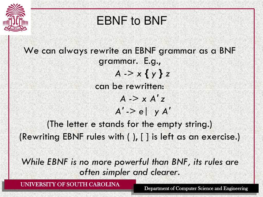 ebnf to bnf