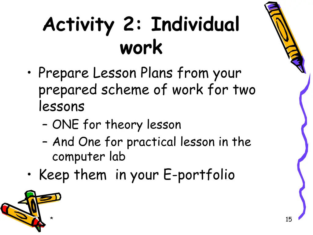 activity 2 individual work prepare lesson plans