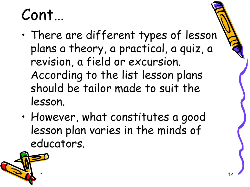 cont there are different types of lesson plans