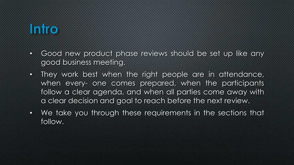 good new product phase reviews should