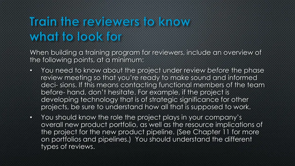 when building a training program for reviewers