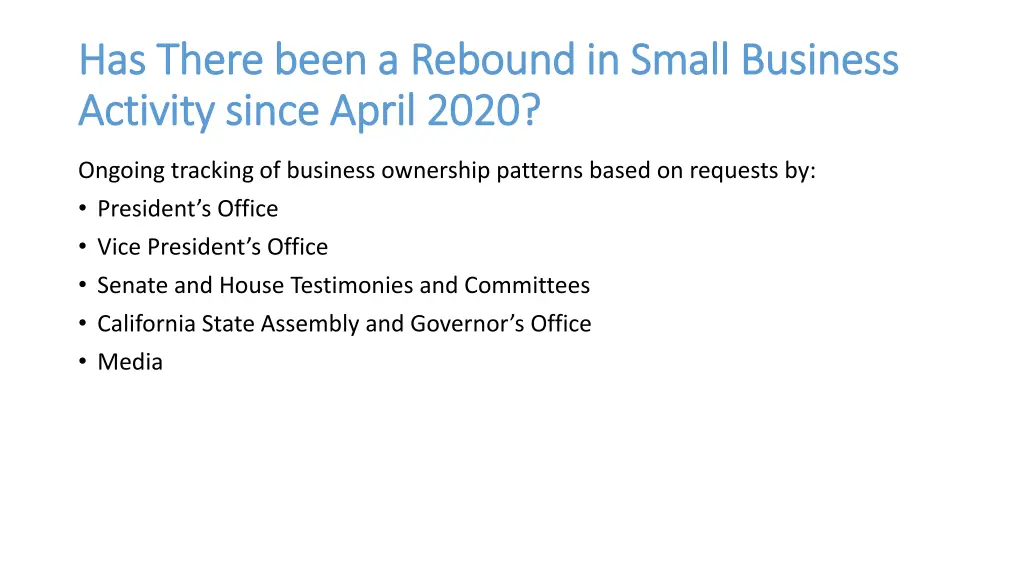 has there been a rebound in small business